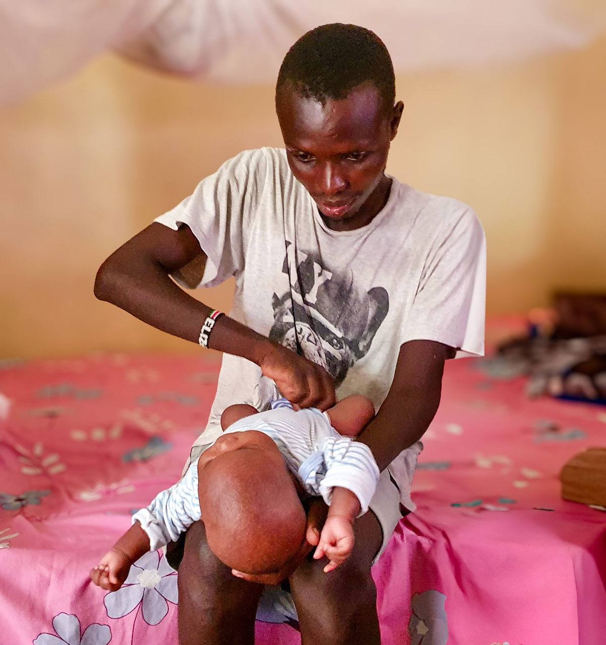 young worker with baby