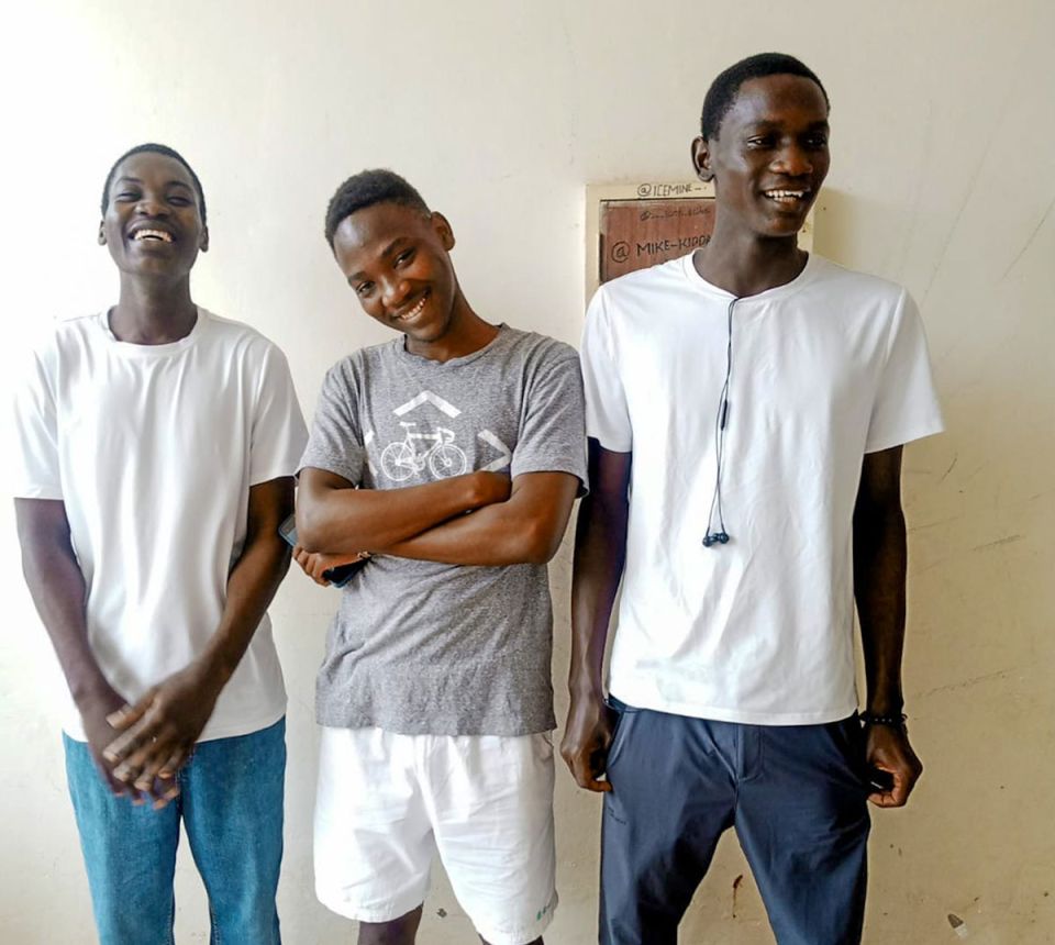 Foster kids pose for camera