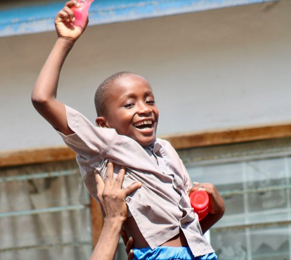 Foster kids pose for camera
