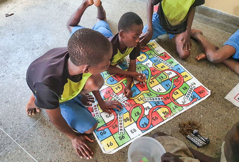 playing snakes and ladders